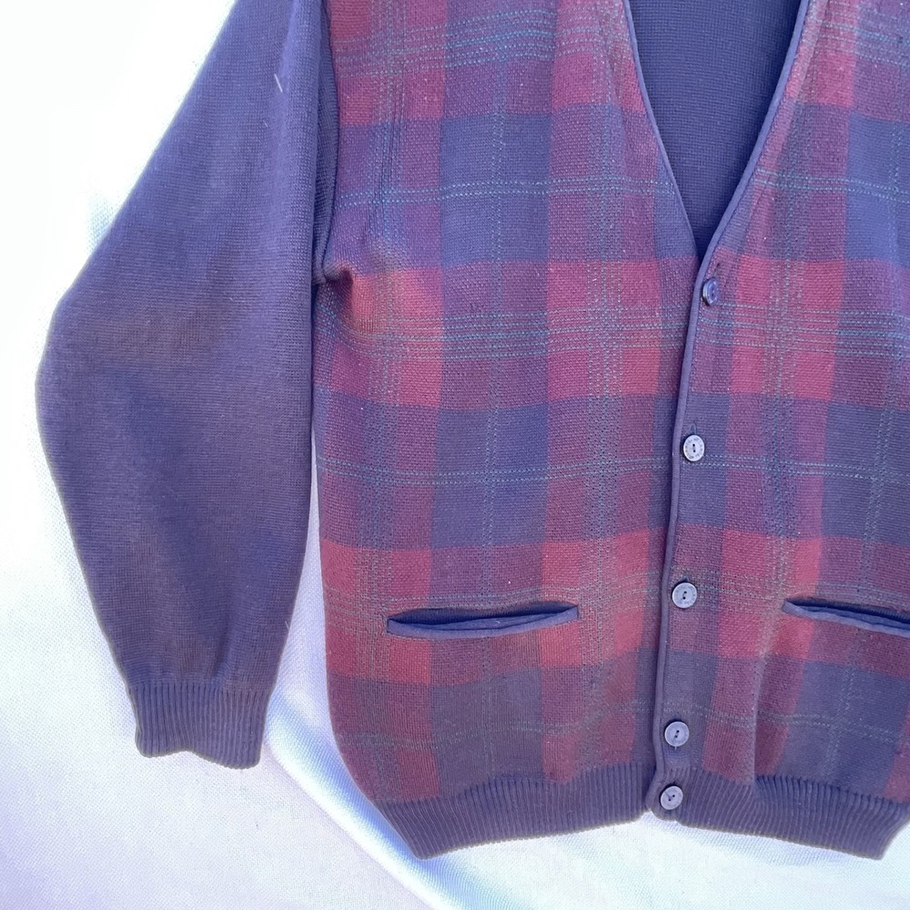 Vintage Aklanda 100% Wool Cardigan Grandpa sweater Knit Australian Made sz Large - Picture 5 of 11